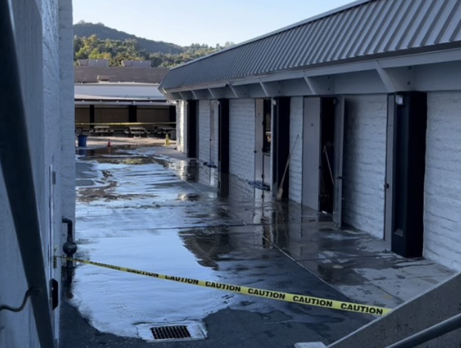 Breaking: massive pipe burst between PA and gym building